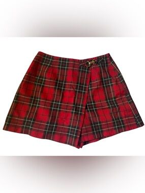 Expressions red plaid tartan mini skort
